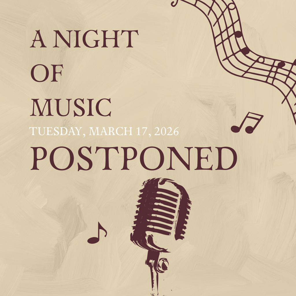 Graphic communicating that A Night of Music will be postponed.