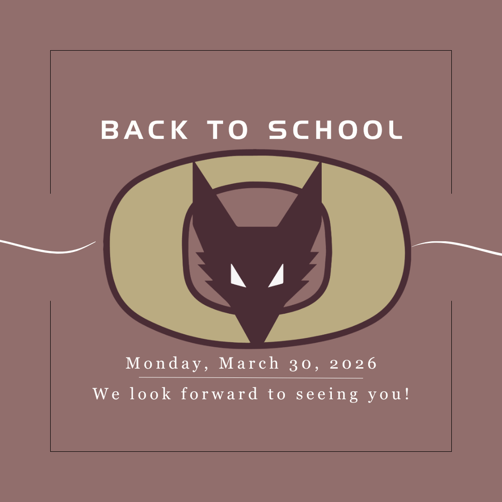 Graphic with an Omro logo and text about returning to school on Monday, March 30, 2026.