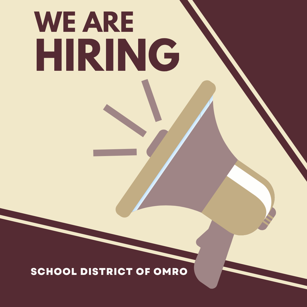 Graphic that has a megaphone and the words "We Are Hiring"