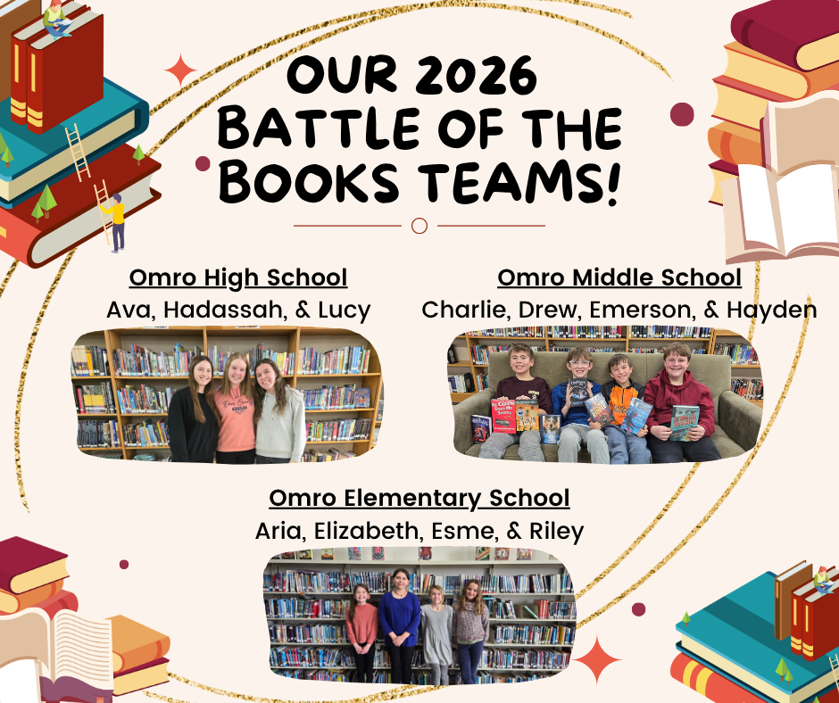 Graphic with the winning teams from Battle of the Books.