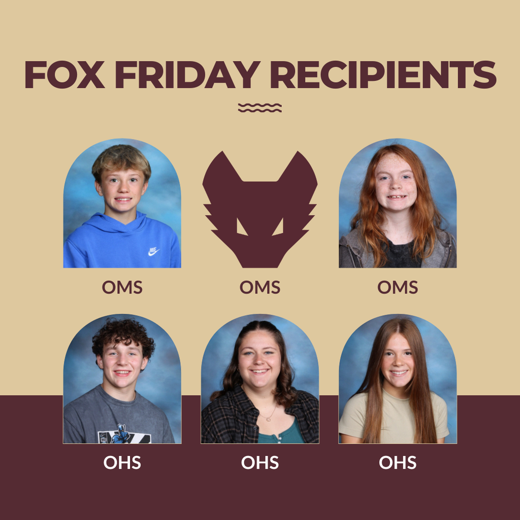 Individual pictures of six Fox Friday student winners; three middle school and three high school.