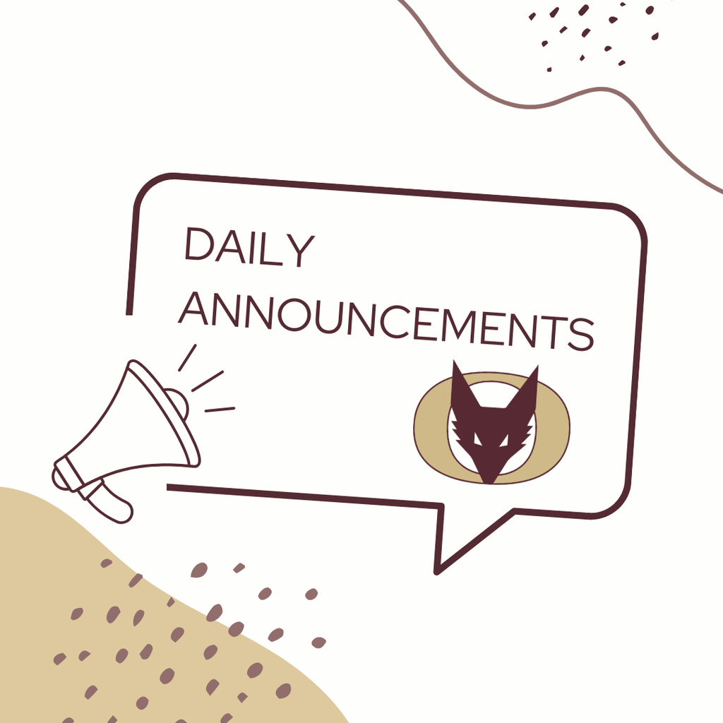 Graphic with a megaphone and the “Daily Announcements”
