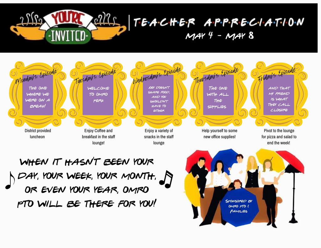 Graphic about themed days of the week for a staff appreciation.