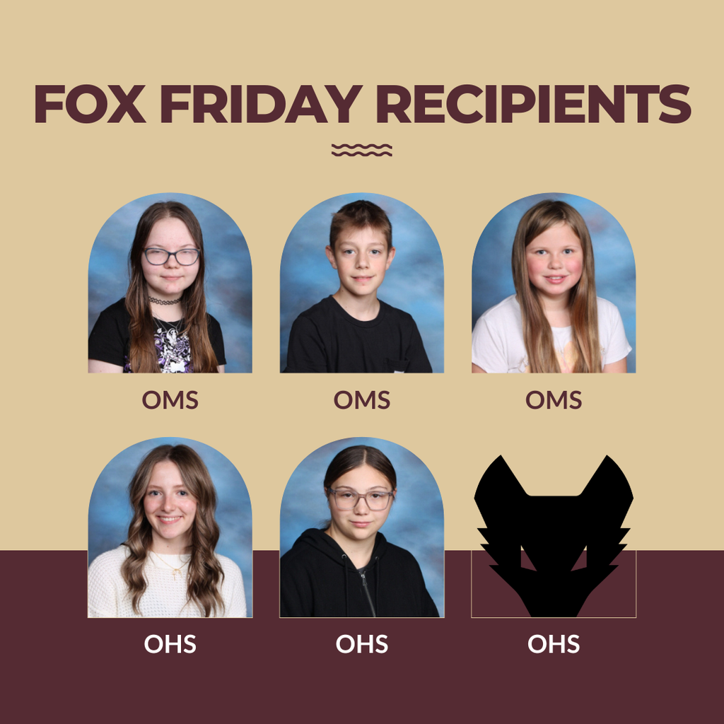 Individual pictures of six Fox Friday student winners; three middle school and three high school.
