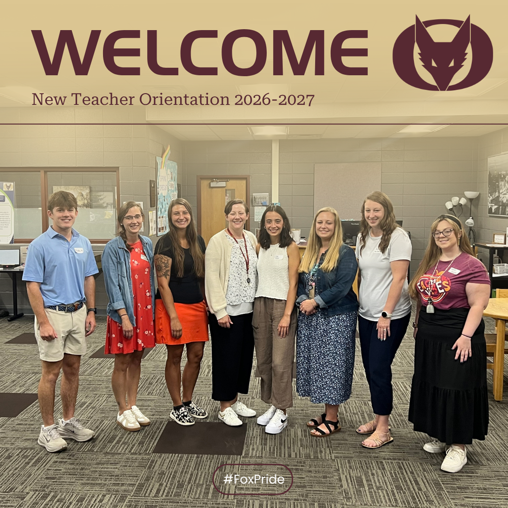 Graphic welcoming eight new teachers during New Teacher Orientation.