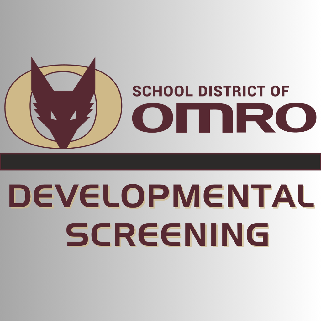 Grey Ombre graphic with school logo and the words "Developmental Screeninig"