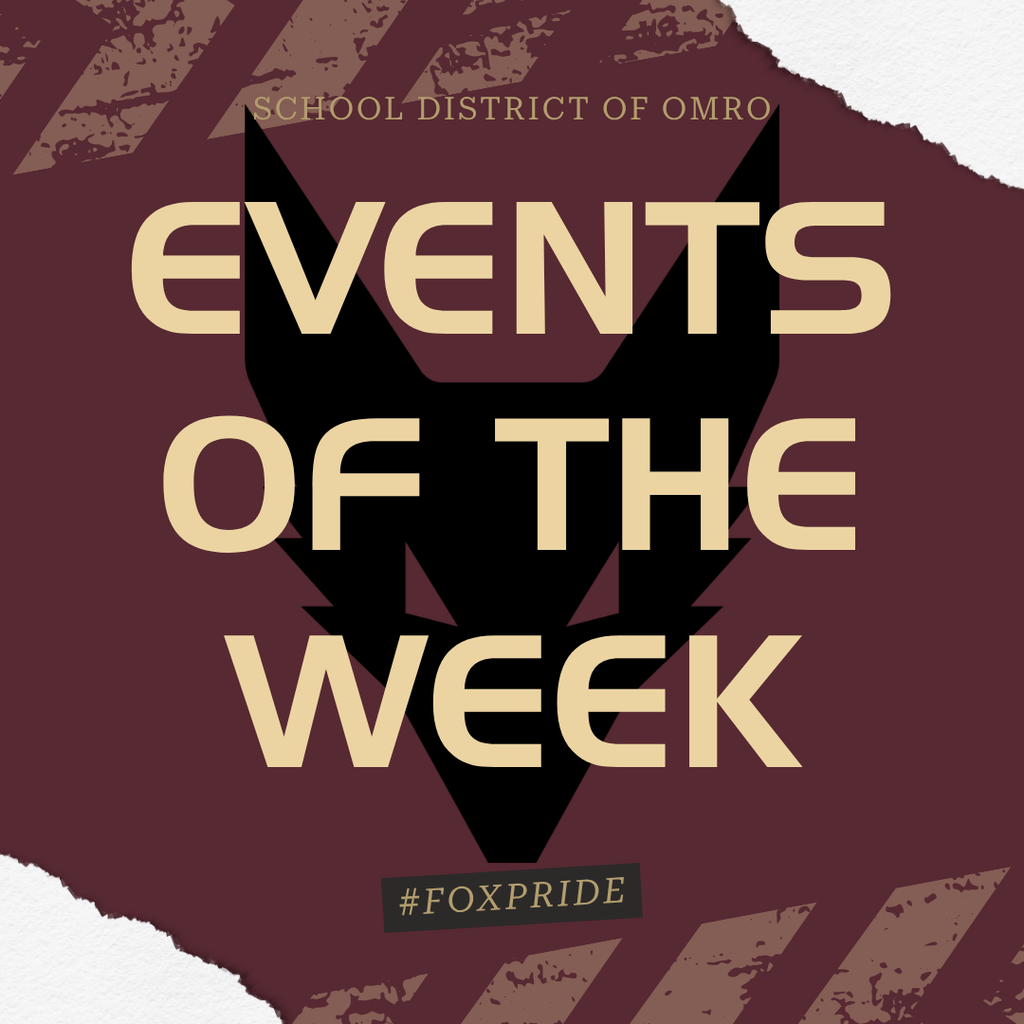 Graphic with text sharing the “Events of the Week”