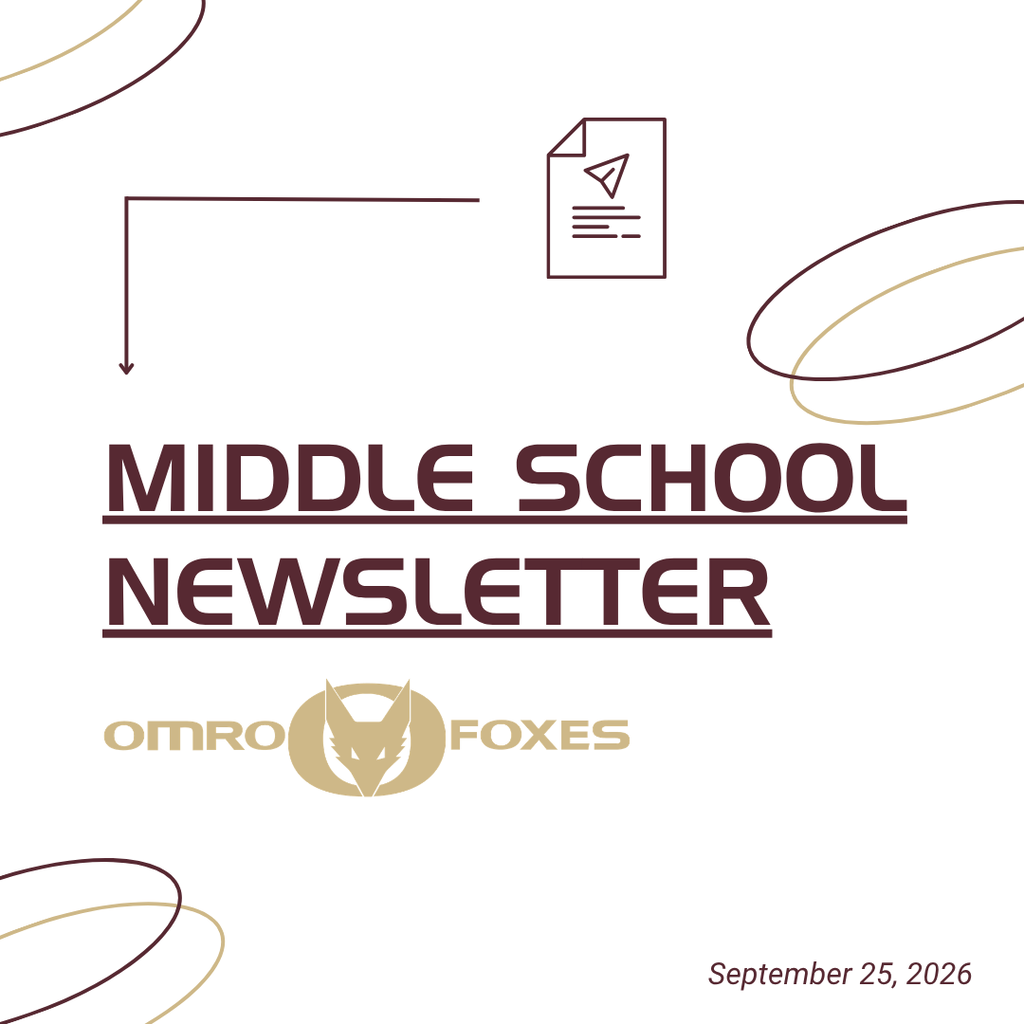 Graphic with text that says Middle School Newsletter and has the date on it.