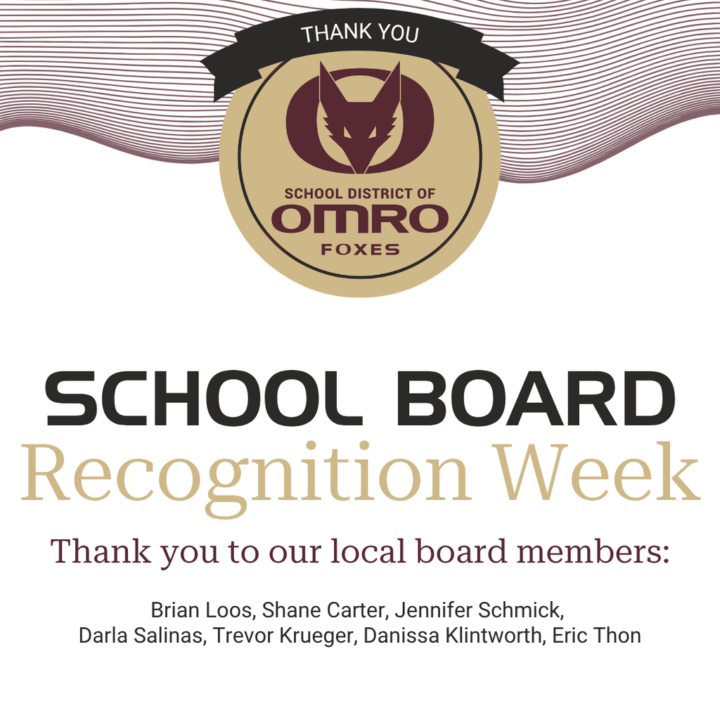 Graphic recognizing Wisconsin School Board Week and the local board members.
