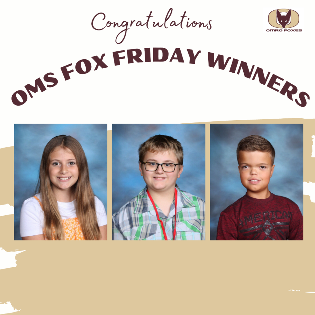 Individual pictures of three OMS Fox Friday winners.