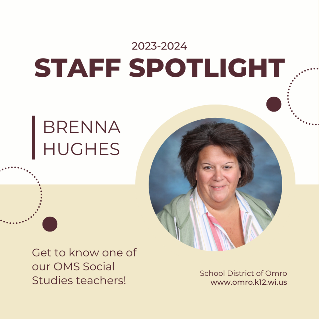 Image with a teacher's school picture communicating she is the Staff Spotlight for the week.
