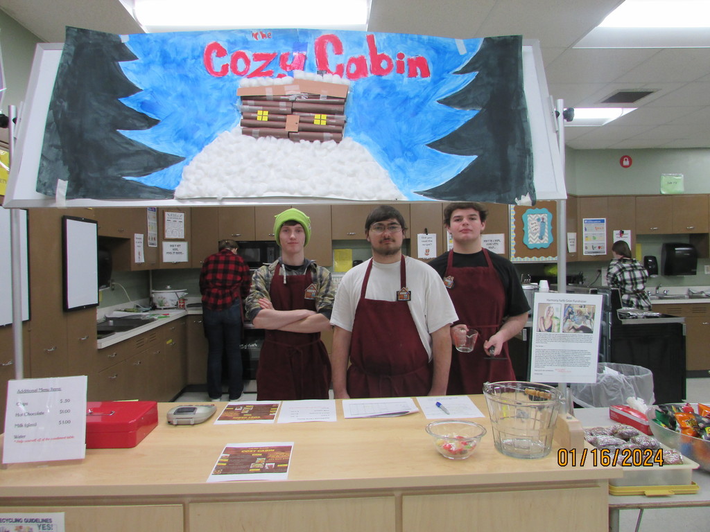 Students standing at the food truck check-in.