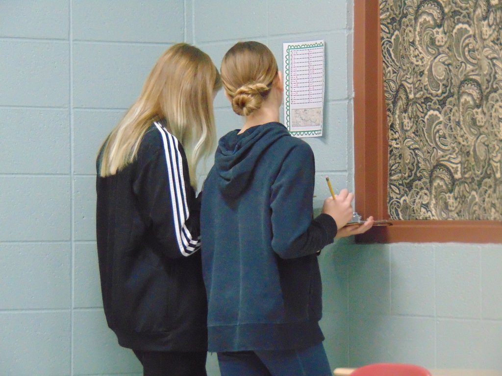 Two students working together to solve an Escape Room.