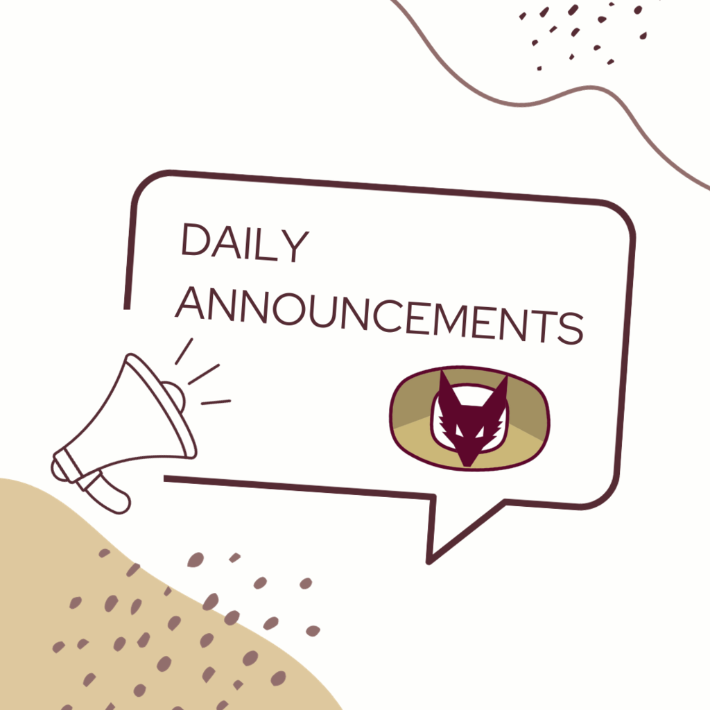 Graphic with a megaphone and the “Daily Announcements” 