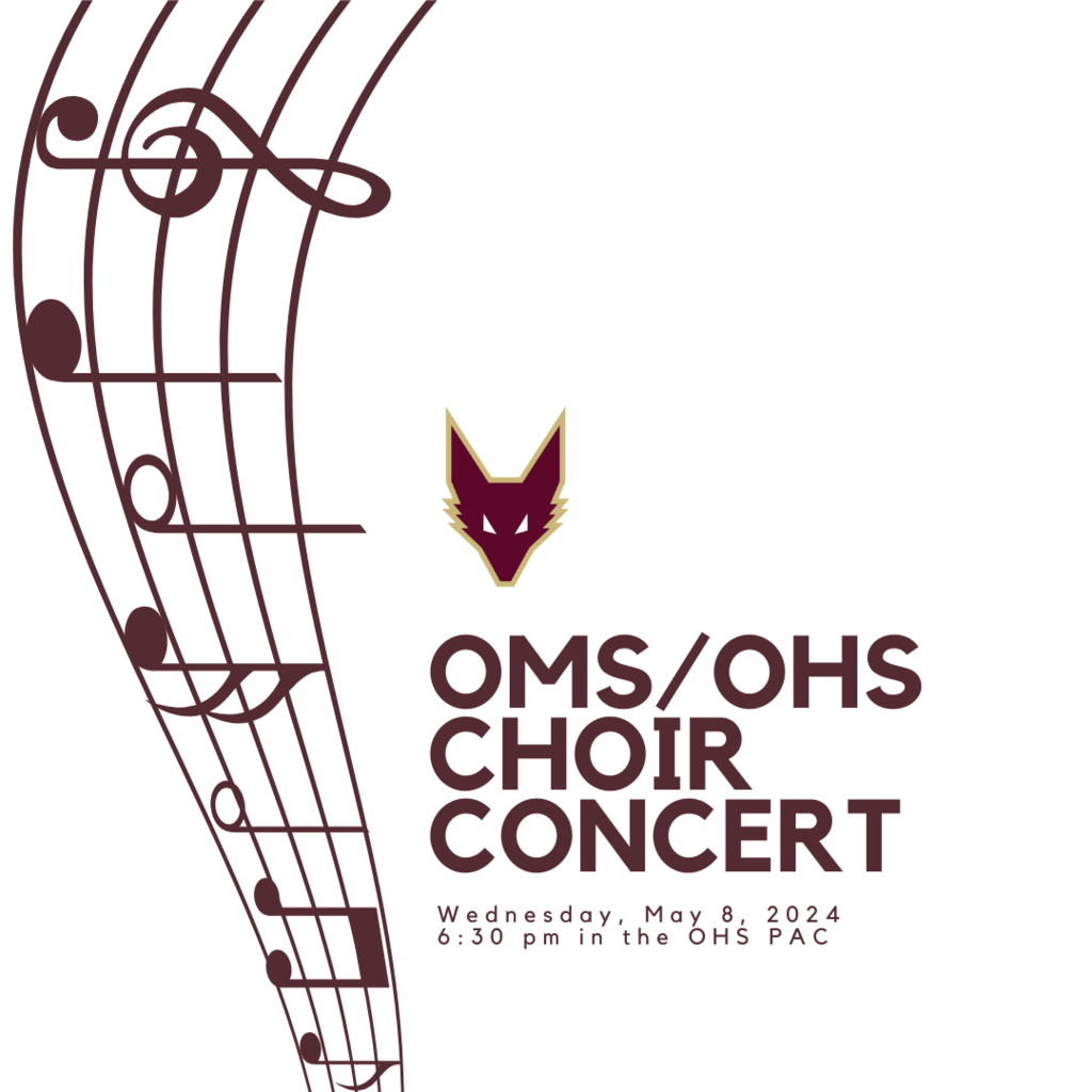 Graphic about spring concert for OMS/OHS.