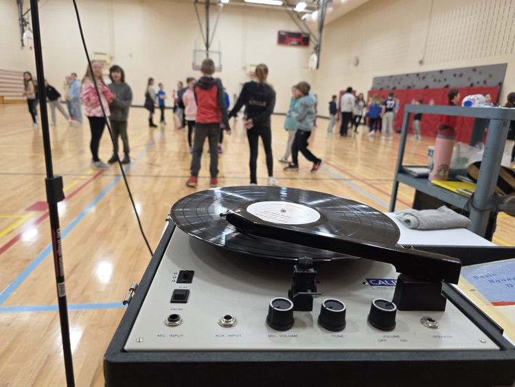record player playing a record