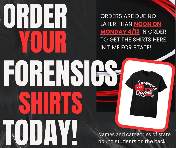 Forensics Team Shirts for STATE