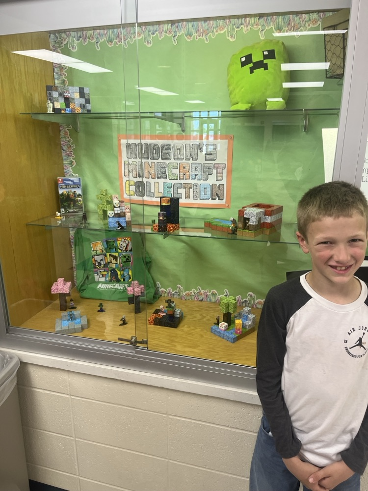 student with Minecraft collection