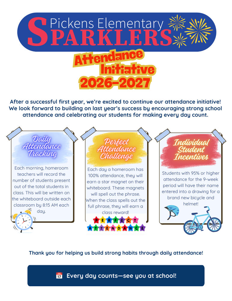Attendance Initiative - Daily Attendance Tracking, Perfect Attendance Challenge, Individual Student Incentives.