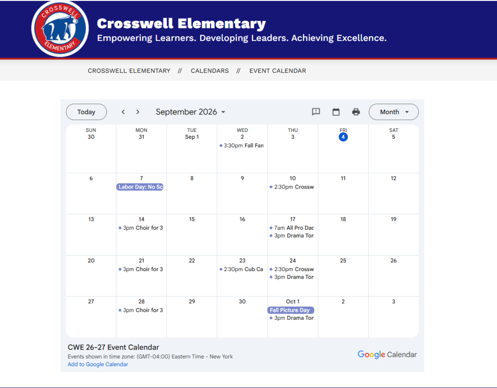 Event Calendar on Website