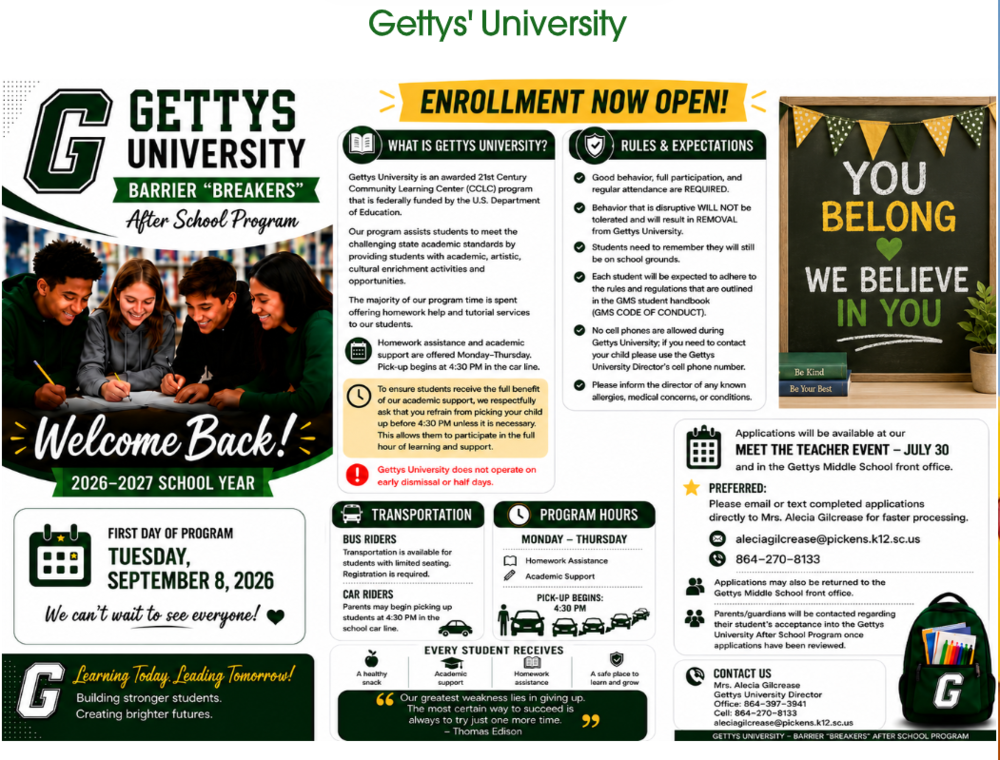 Gettys University offers a free academic support program after school