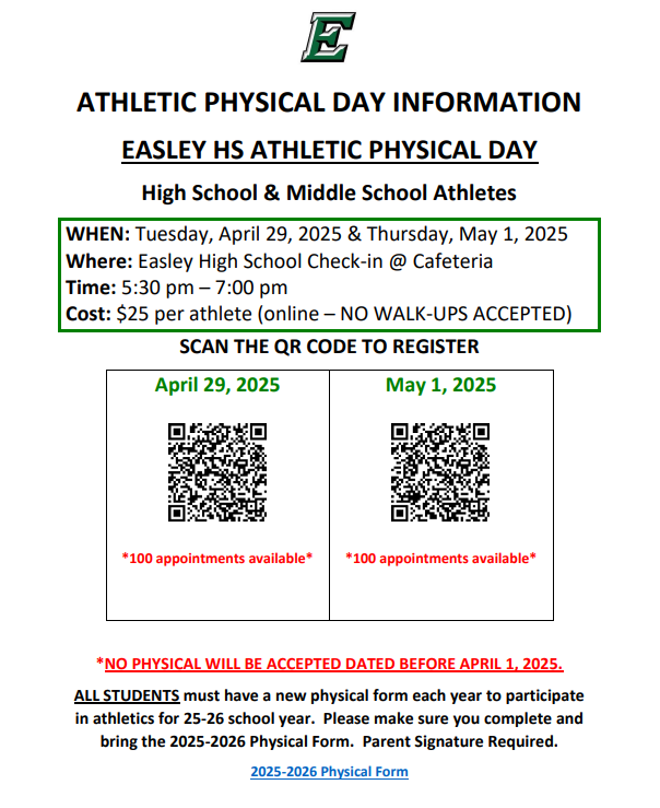 Infographic about sports physicals at EHS