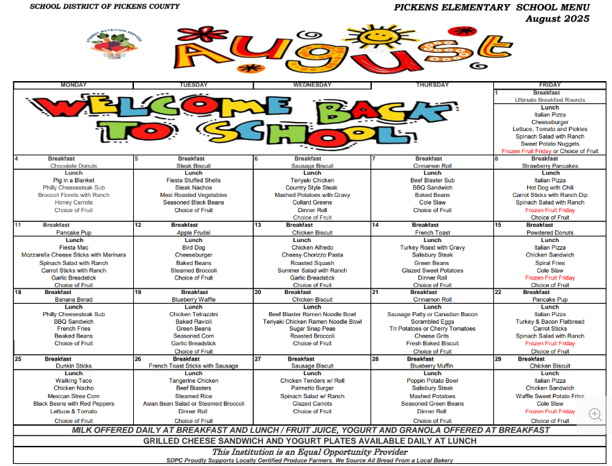August Menu