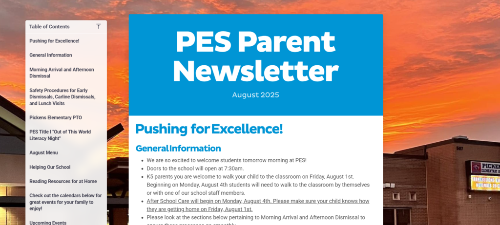Parent Newsletter August