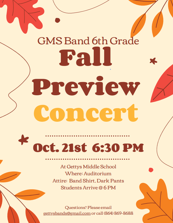 Concert Oct. 21 at 6:30pm