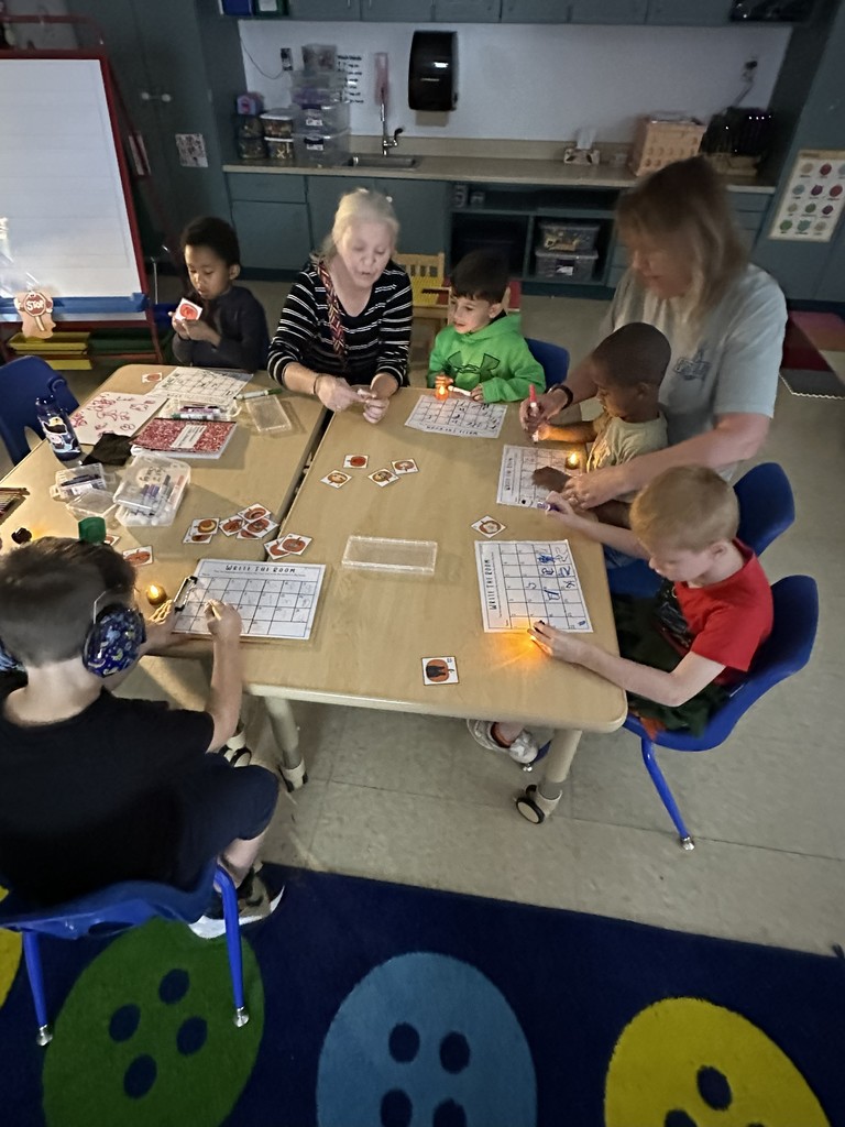 Mrs. Senn working with a small group.