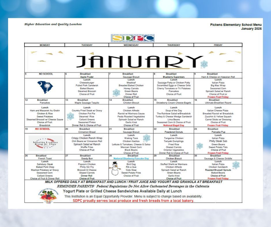 January 26 Menu