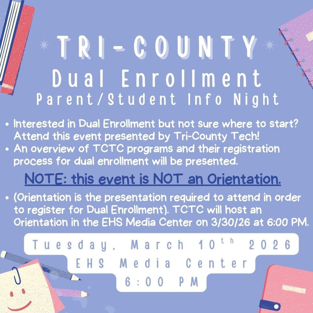 TCTC Info Night at EHS 3/10 at 6pm