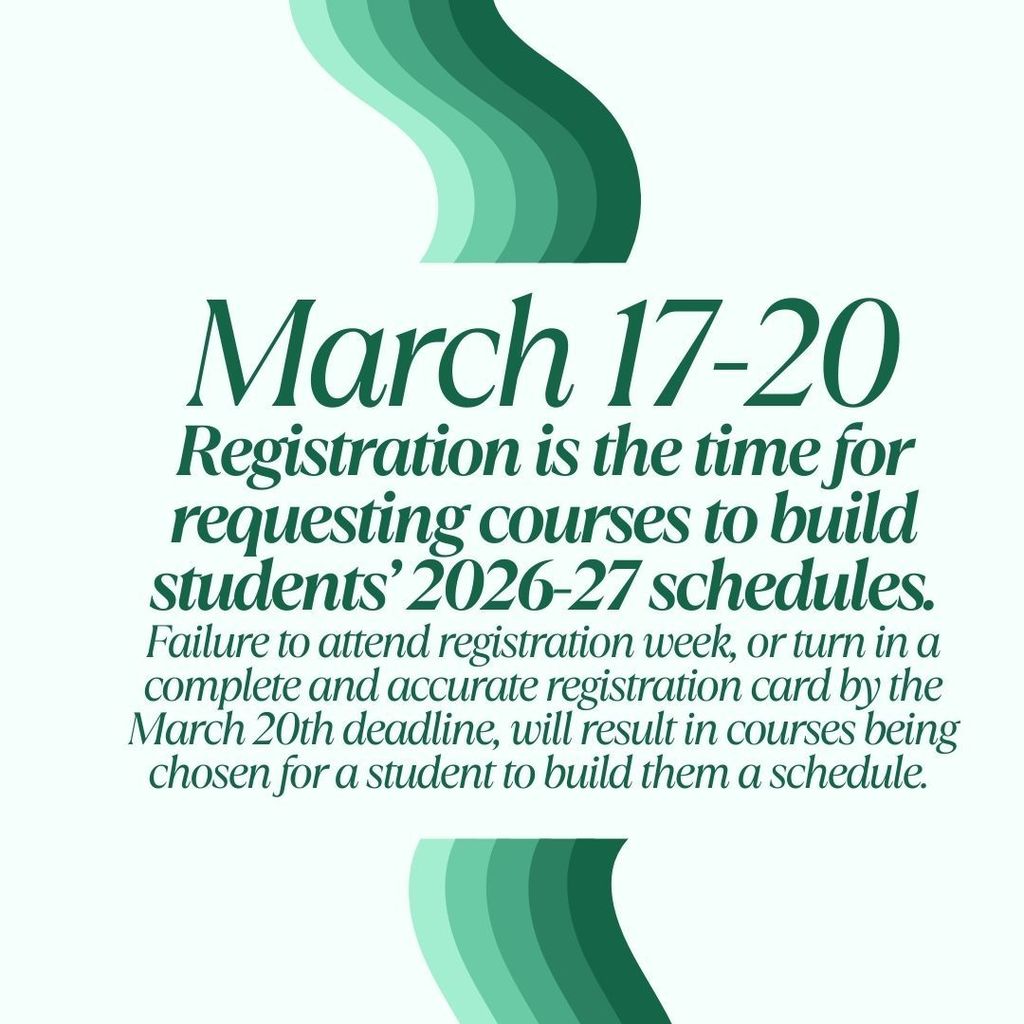 Registration  Week is March 17th  - 20th