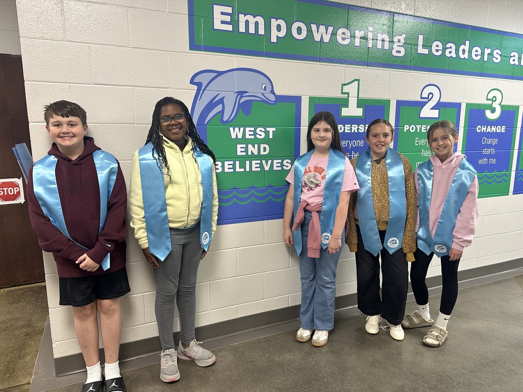 West End Elementary celebrates students demonstrating leadership. a group of fourth and fifth grade student leaders assist members of the school district leadership team during a visit to West End.
