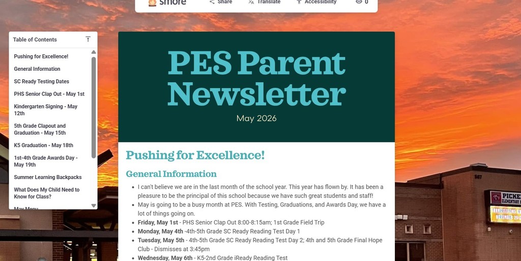 May Newsletter Screenshot