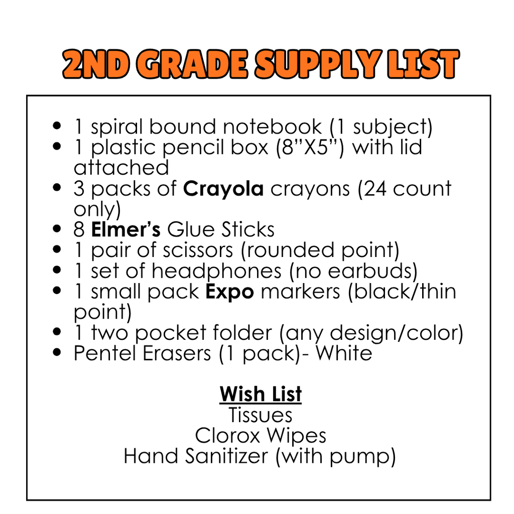 2nd Grade Supply List