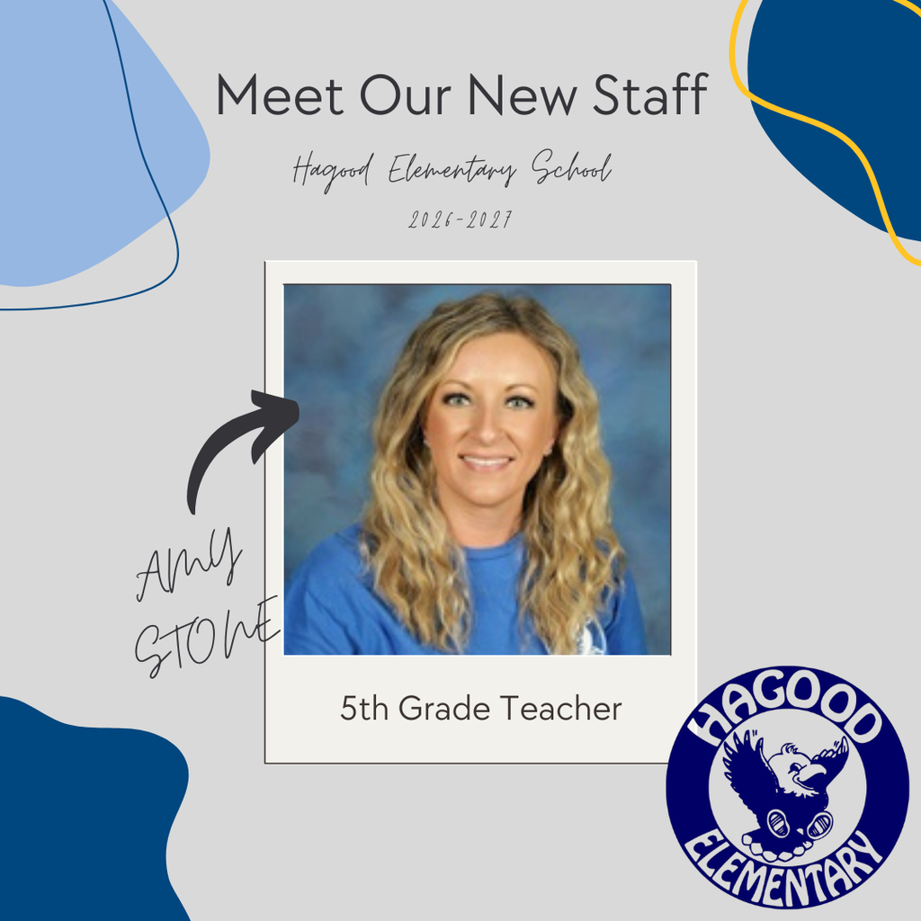 Photo of 5th grade teacher Amy Stone. The graphic shares that she is joining Hagood Elementary's 5th Grade Team for the 2026–2027 school year and includes a short biography about her teaching experience, family, hobbies, and excitement for the upcoming school year.