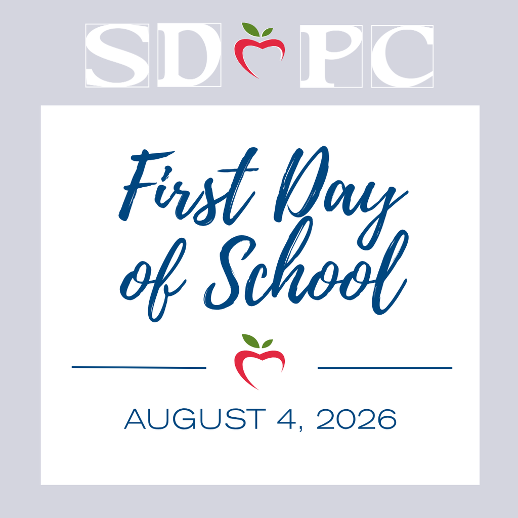 Graphic announcing first day of school in SDPC is August 4, 2026