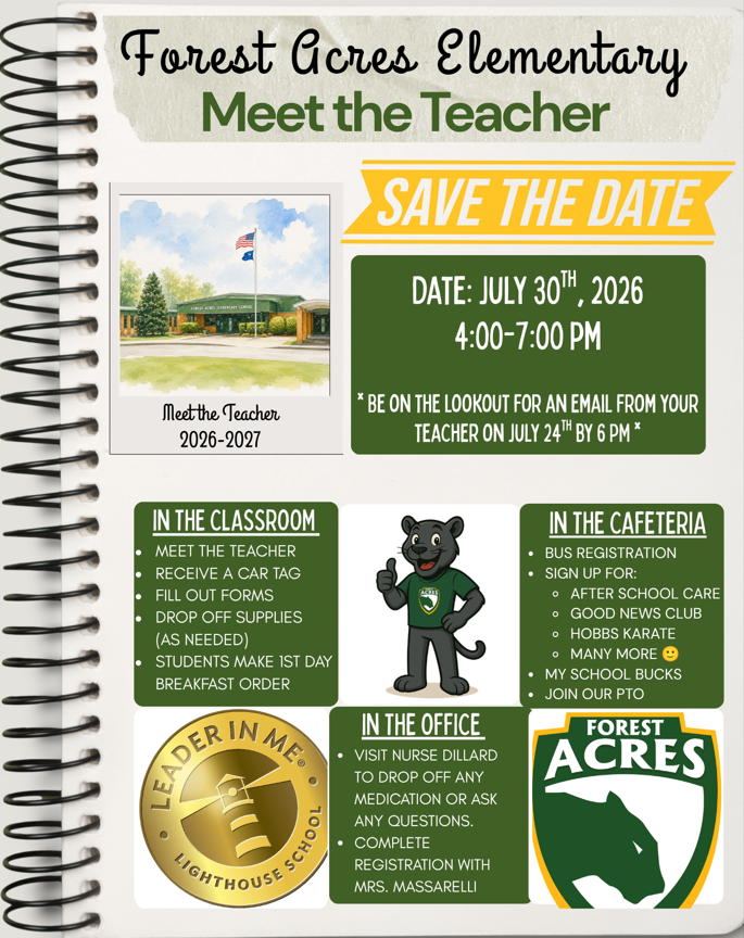 Meet the Teacher July 30th from 4:00 PM- 7:00 PM