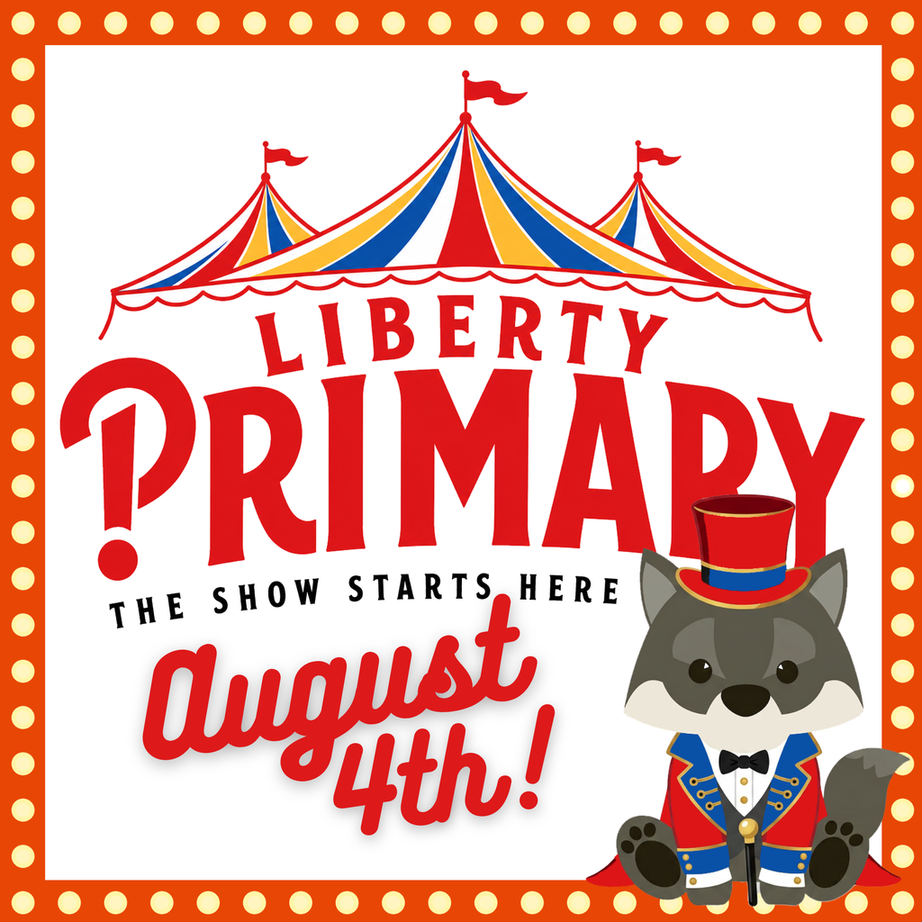Reminder about school starting August 4 - portrays LPS's circus theme with mascot as a ringmaster