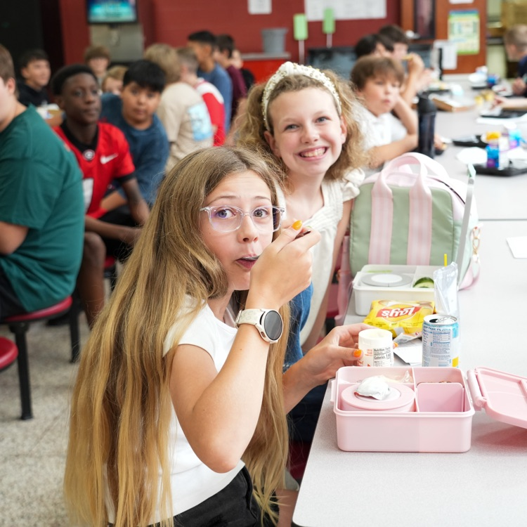 students eating in cafeteria