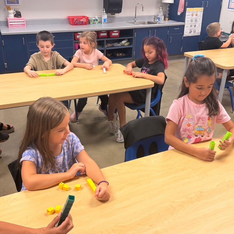 first graders working