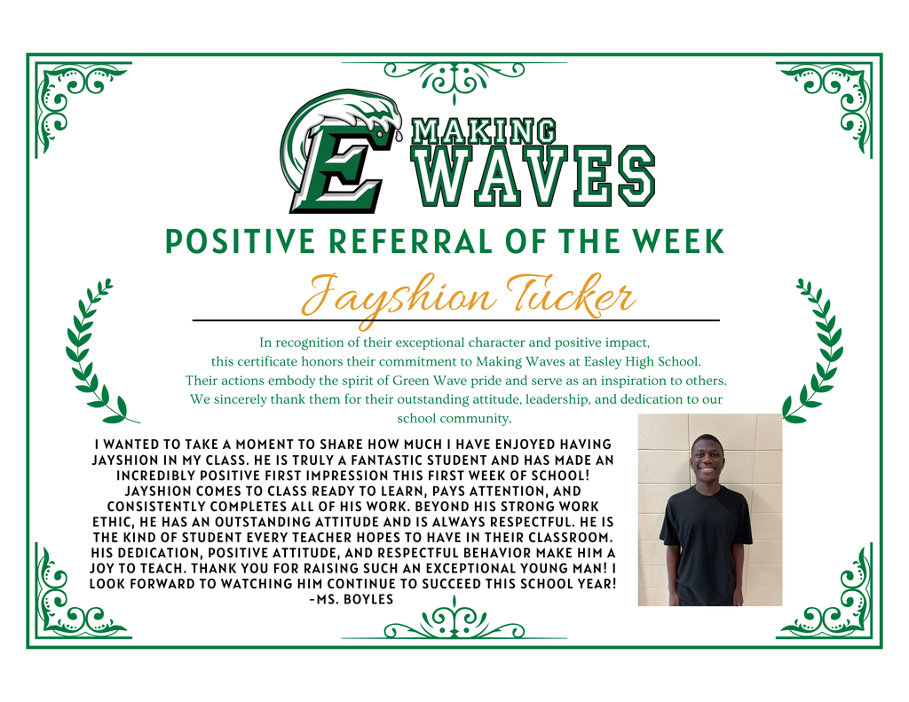 Positive referral of the week for Jayshion Tucker