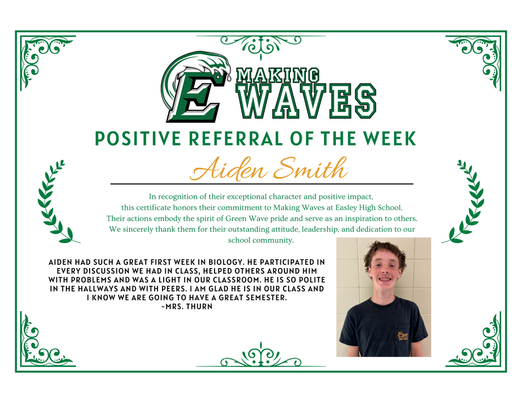 Positive Referral of the Week - Aiden Smith