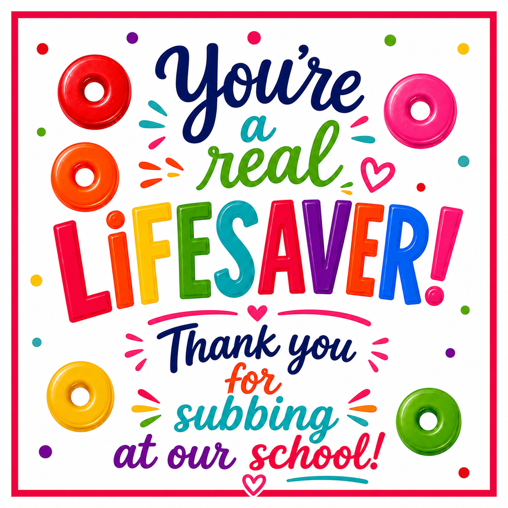 You're a real Lifesaver! Thank you for subbing at our school!