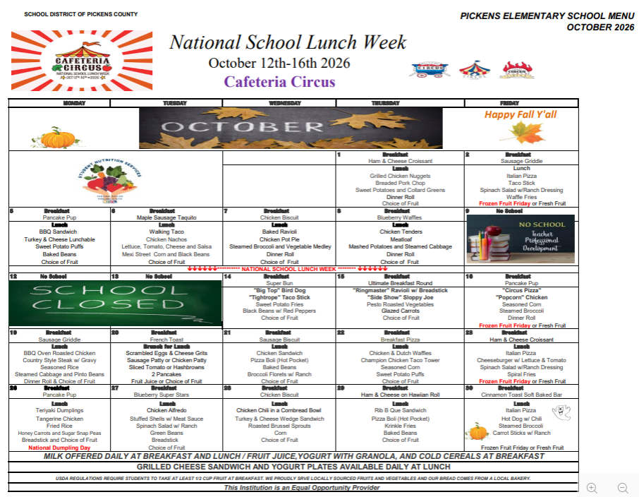 October Menu
