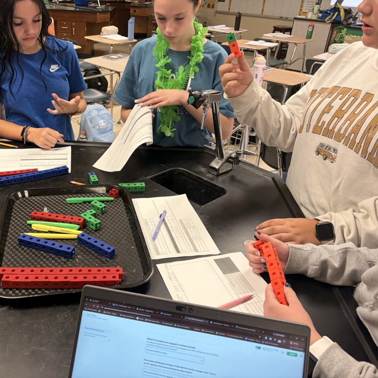 Picture of students modeling chemical equation for photosynthesis