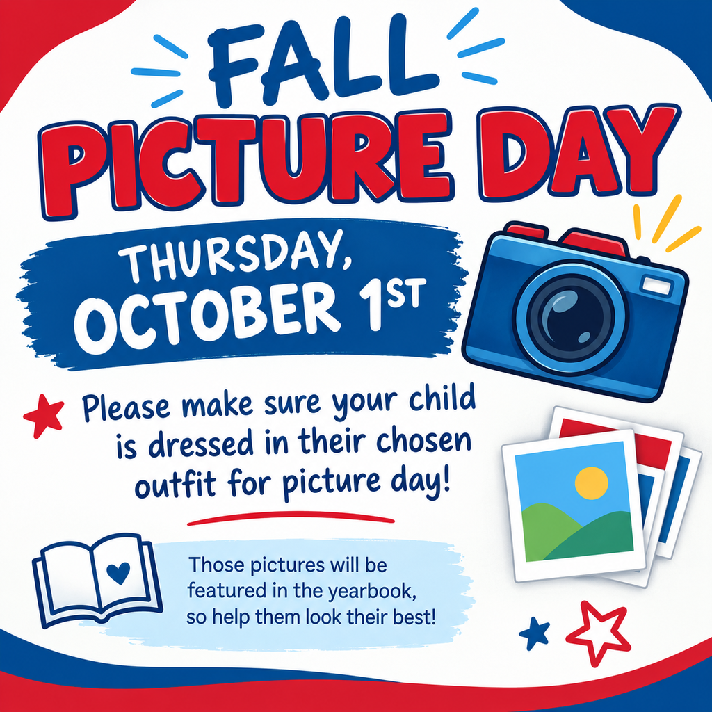 Don't forget that Fall Picture Day is this Thursday, October 1st. Please make sure your child is dressed for their picture when they arrive at school. Picture ordering will occur after pictures when we are given the individual child's QR code at legacystudios.com. 