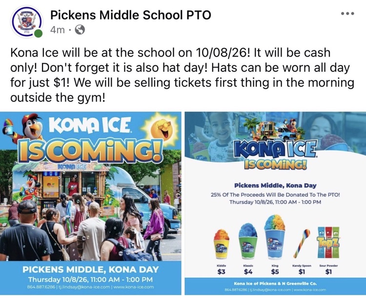Picture about PTO’s Kona Ice day on Thursday.