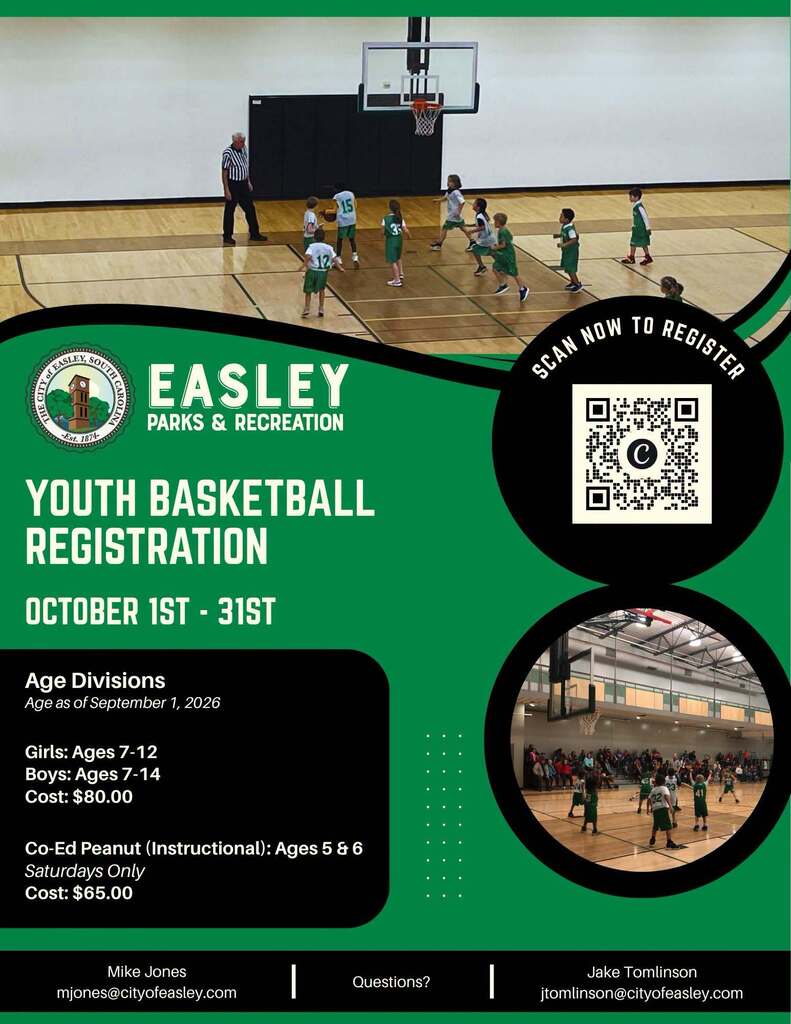🏀 Youth Basketball Registration is OPEN! 🏀 Get your young athletes ready to hit the court! 🏀⛹️‍♀️⛹️‍♂️ 📅 Registration: October 1–31 💰 Ages 7–12: $80 🏀 Co-Ed Peanut (Ages 5 & 6): $65 — Saturdays only   📲 Scan the QR code on the flyer to register! Don’t miss out on a great season of teamwork, sportsmanship, and fun! 💚🏀